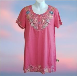 NWT Oriental Milano Kurti Pink Embroidery Beads L